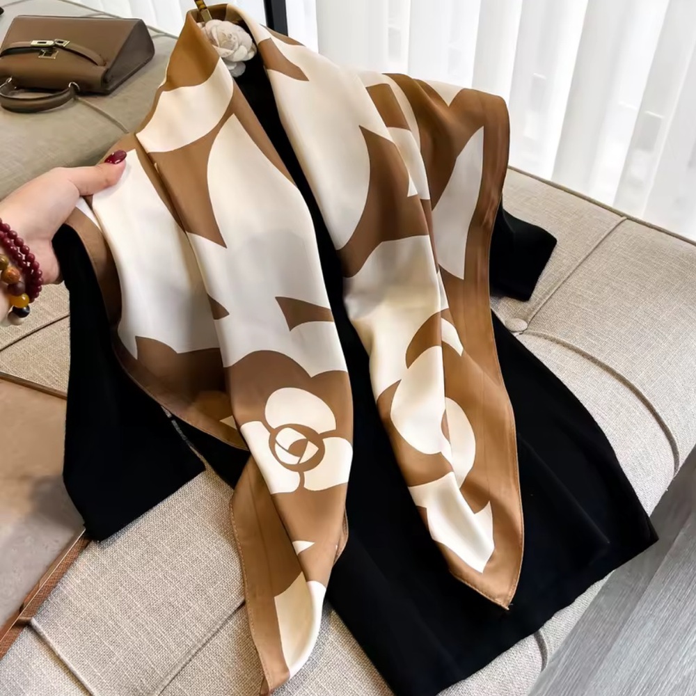 Elegant Brown and White Women's Scarf
